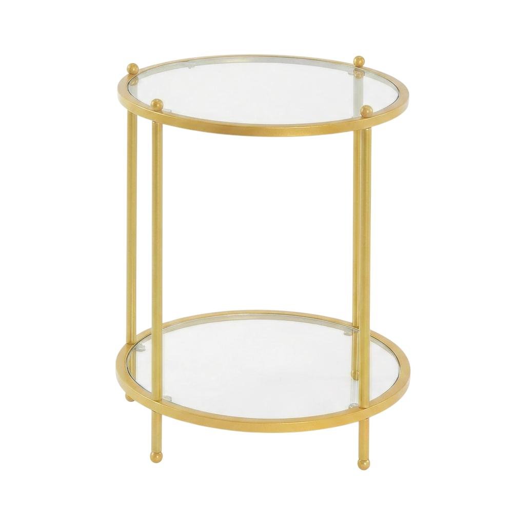 Round Two-Tier End Table with Modern Design and Sturdy Frame. Picture 1