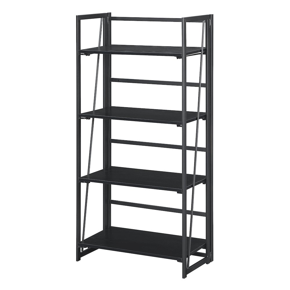 Xtra Folding 4 Tier Bookshelf, Black/Black. Picture 1