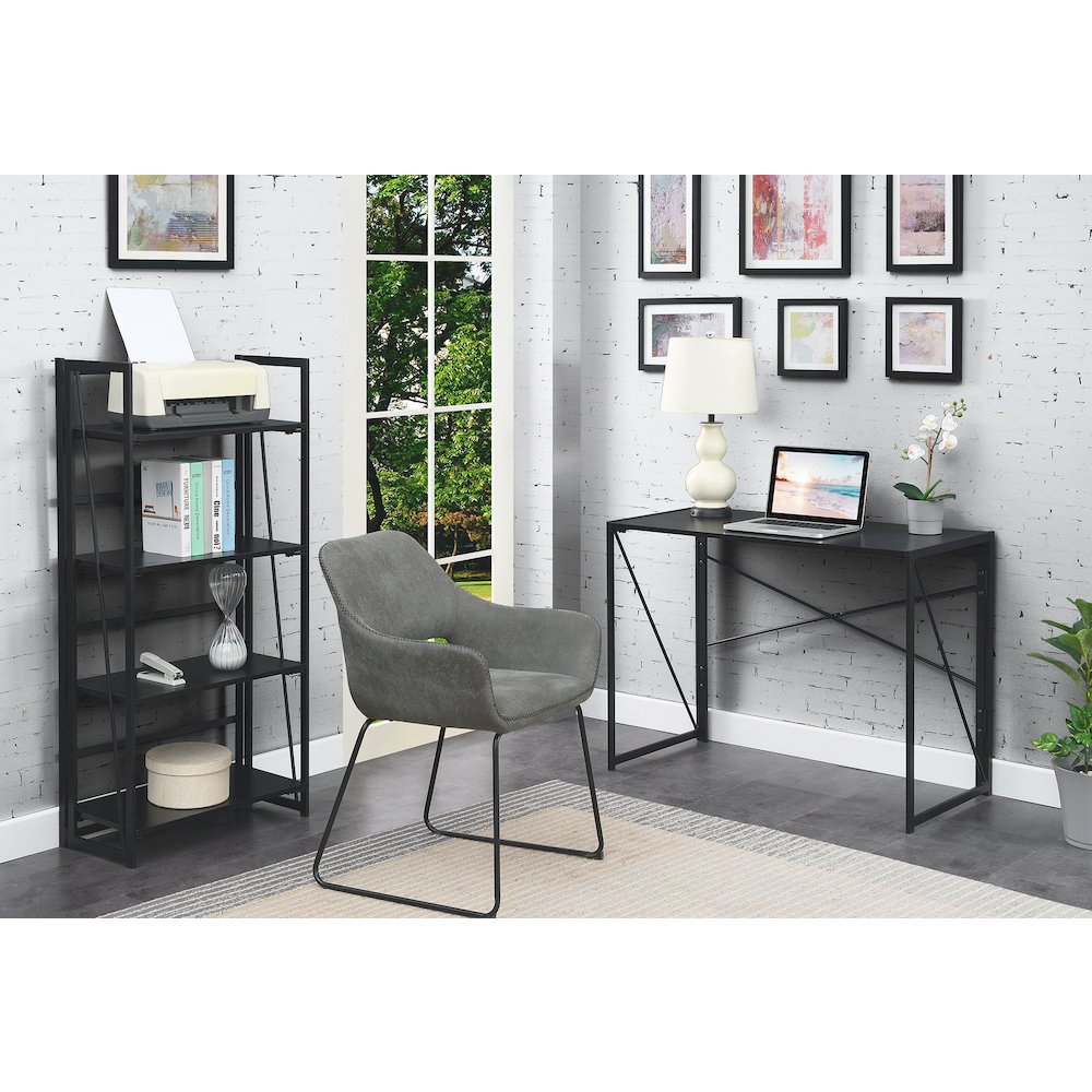 Xtra Folding 4 Tier Bookshelf, Black/Black. Picture 9