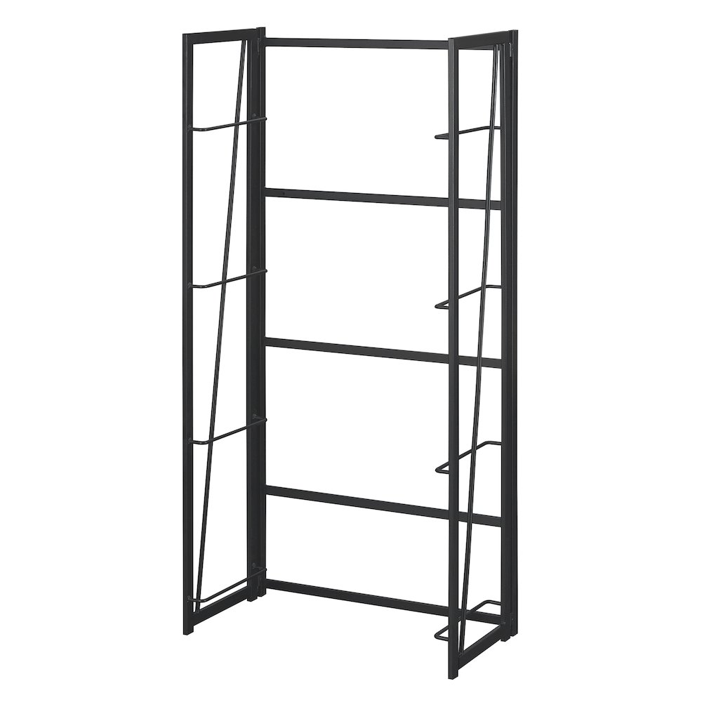 Xtra Folding 4 Tier Bookshelf, Black/Black. Picture 5