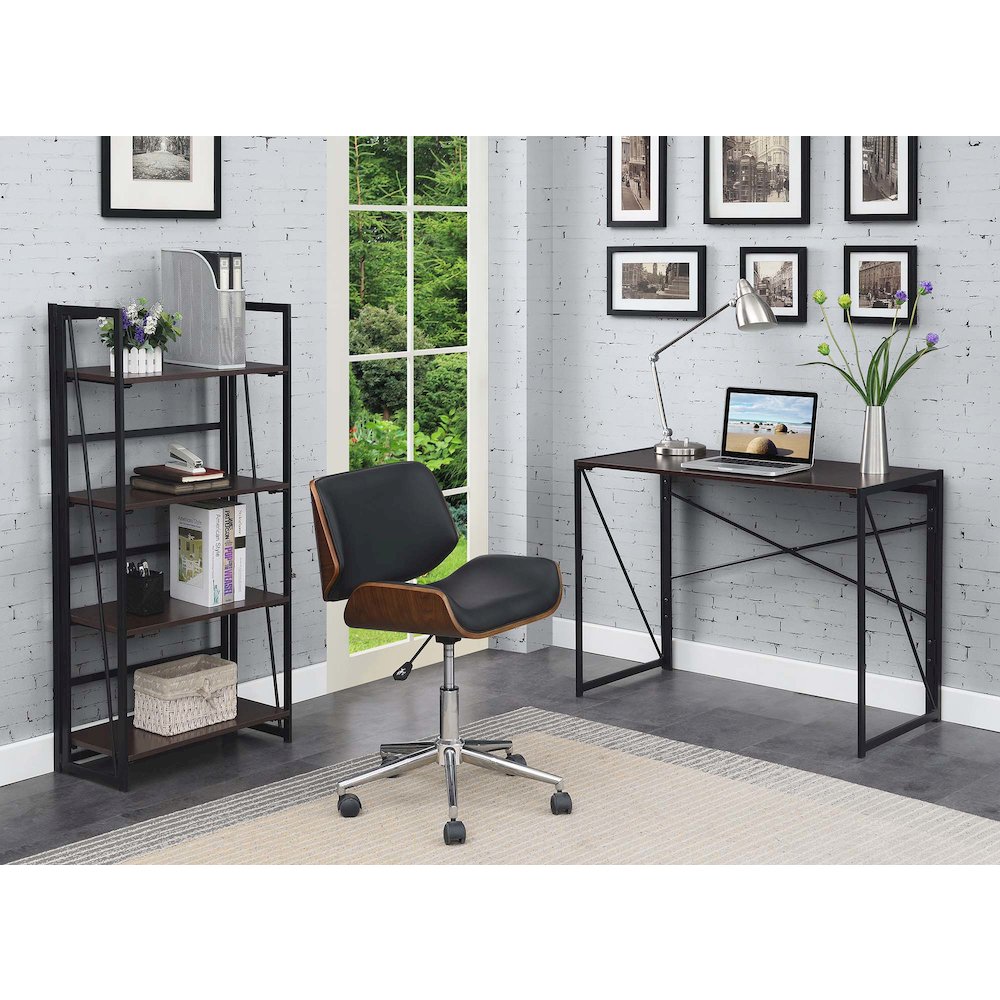 Xtra Folding 4 Tier Bookshelf, Espresso/Black. Picture 6