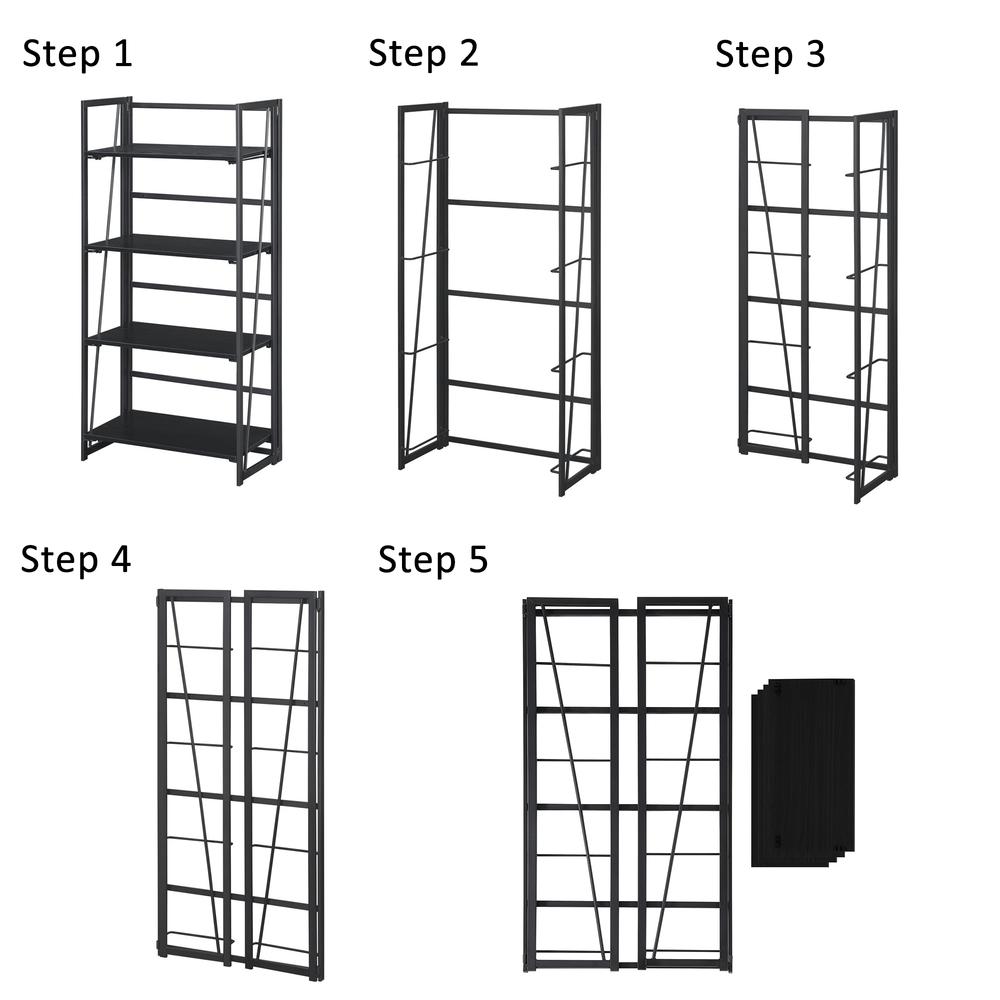 Xtra Folding 4 Tier Bookshelf, White/White. Picture 5