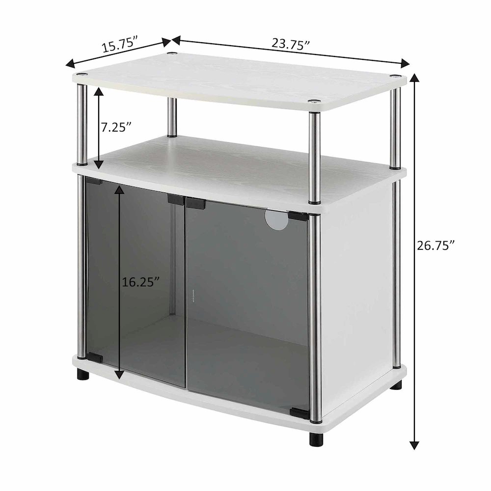 Designs2Go TV Stand with Black Glass Storage Cabinet, Shelf, TVs up to 26 Inches. Picture 5