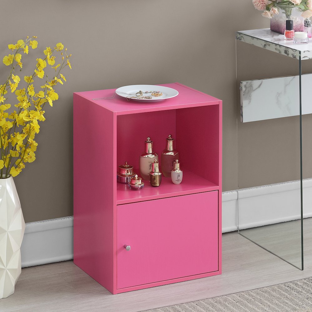Xtra Storage 1 Door Cabinet with Shelf, Pink. Picture 2