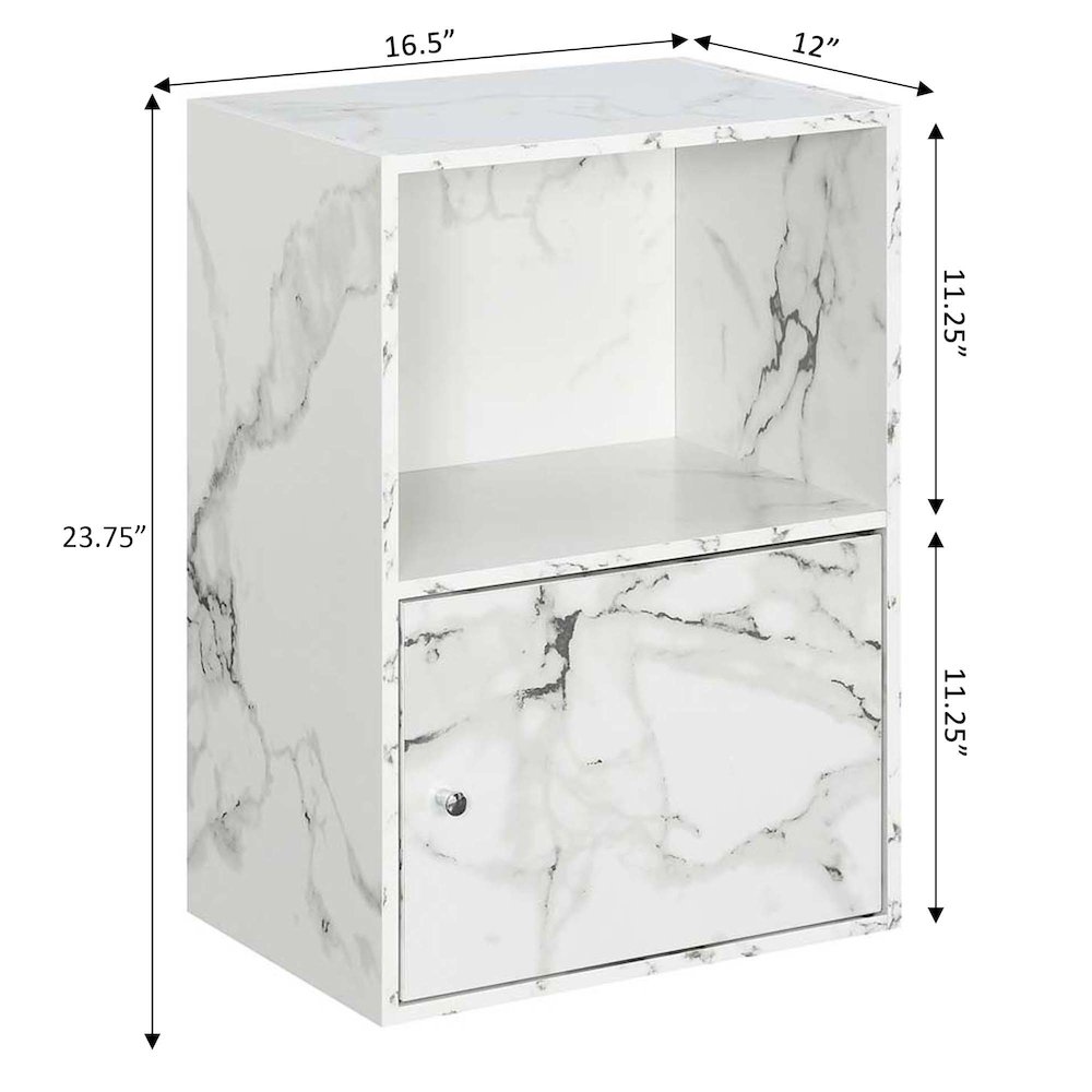 Xtra Storage 1 Door Cabinet with Shelf, White Faux Marble. Picture 7