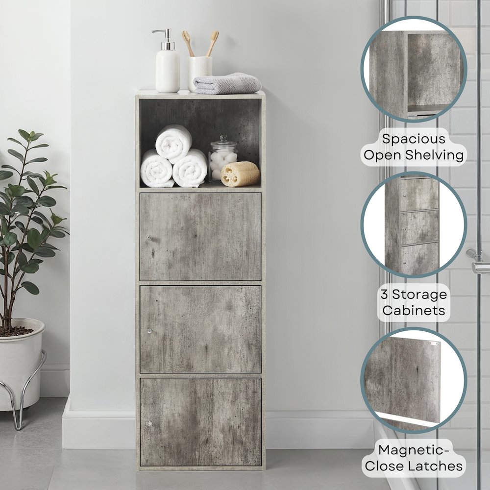 Xtra Storage 3 Door Cabinet with Shelf, Faux Birch. Picture 4
