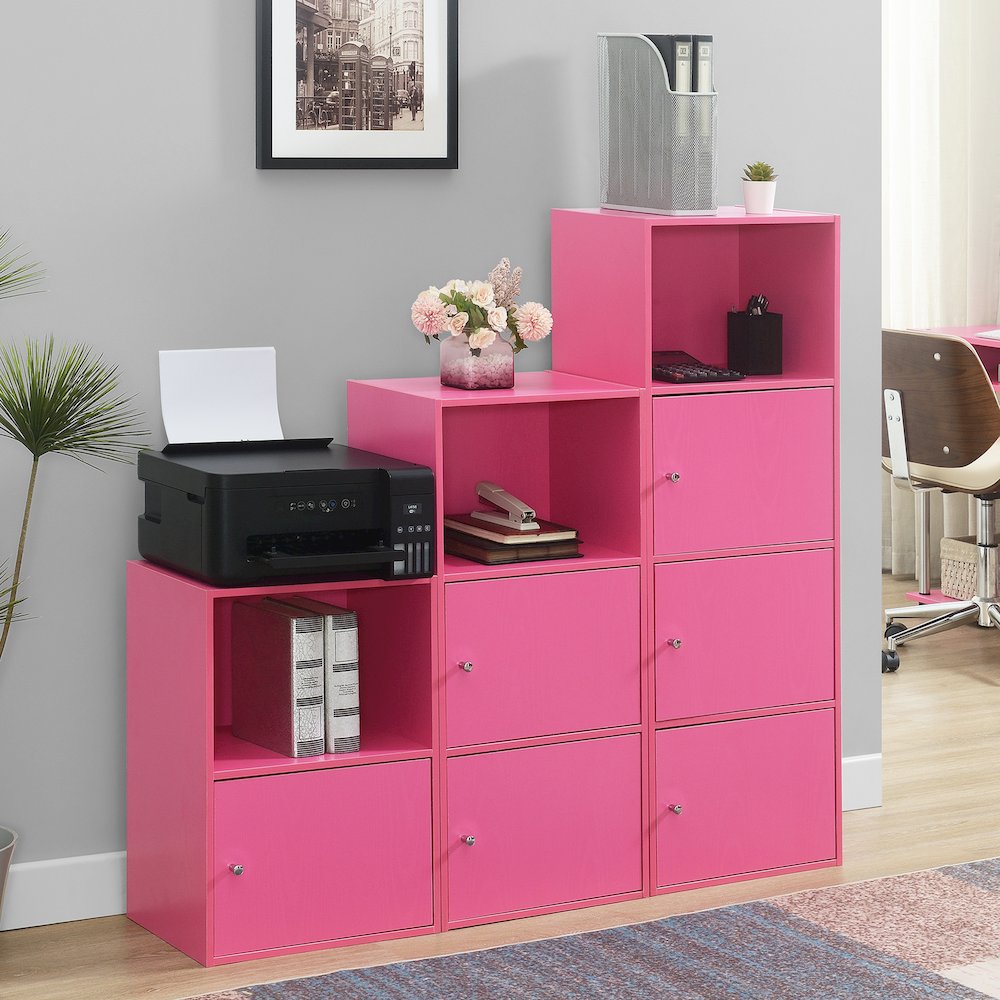 Xtra Storage 3 Door Cabinet with Shelf, Pink. Picture 6