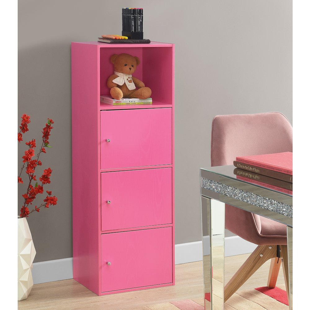 Xtra Storage 3 Door Cabinet with Shelf, Pink. Picture 2