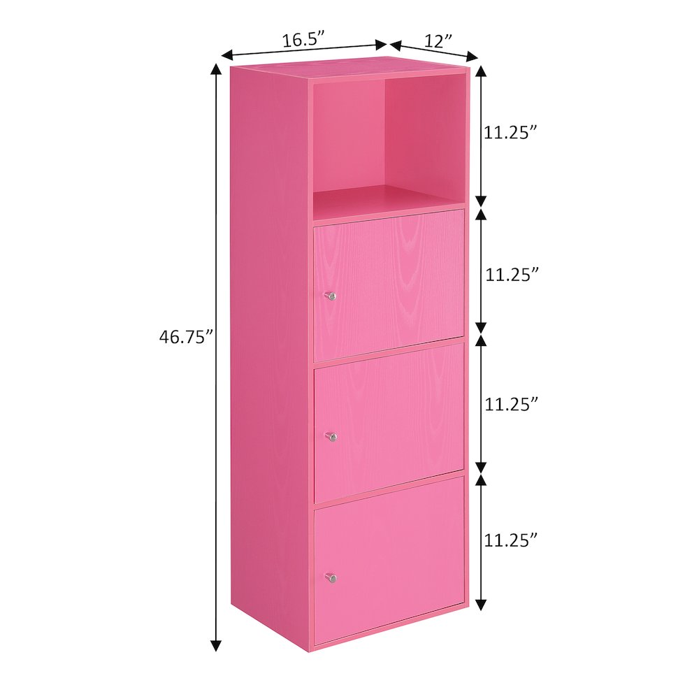 Xtra Storage 3 Door Cabinet with Shelf, Pink. Picture 7