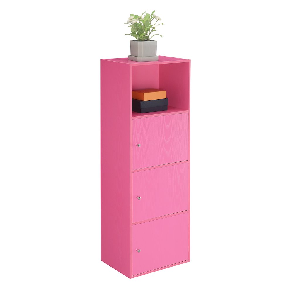 Xtra Storage 3 Door Cabinet with Shelf, Pink. Picture 3