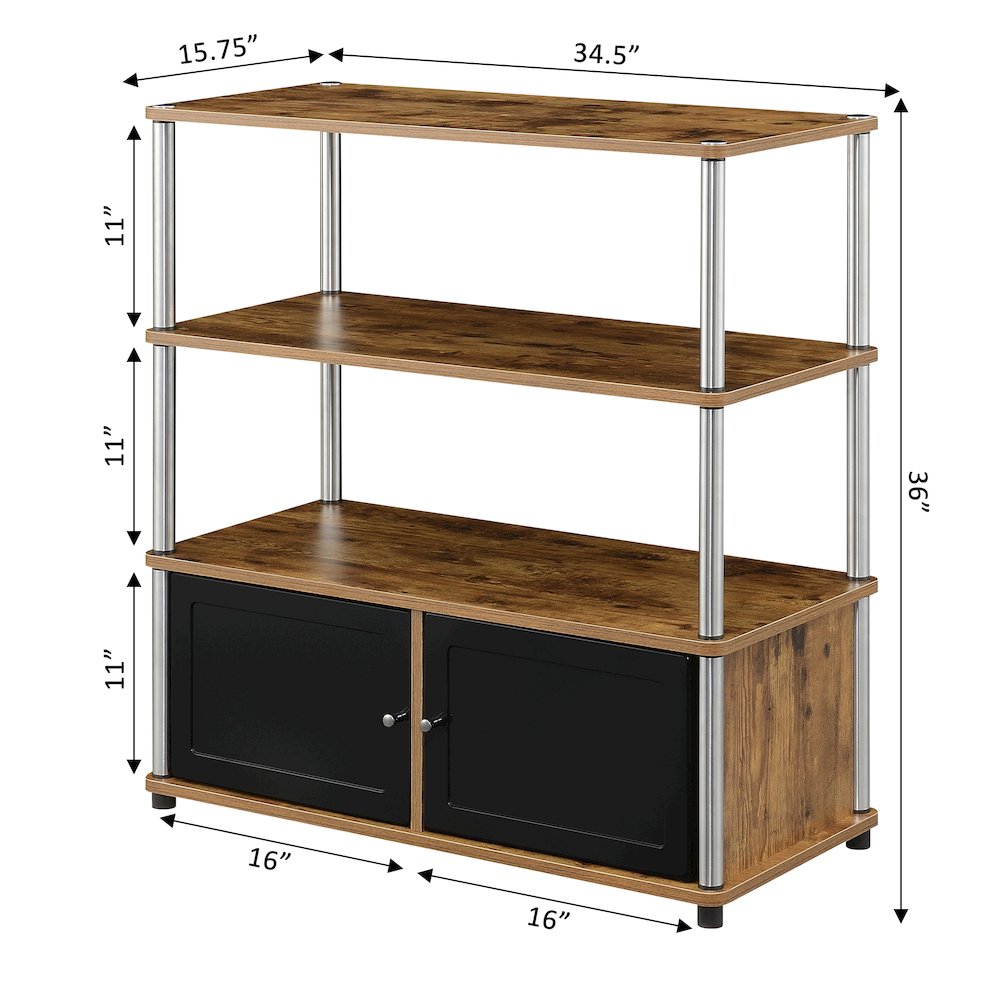 Designs2Go Highboy TV Stand w/ Storage Cabinets and Shelves. Picture 5