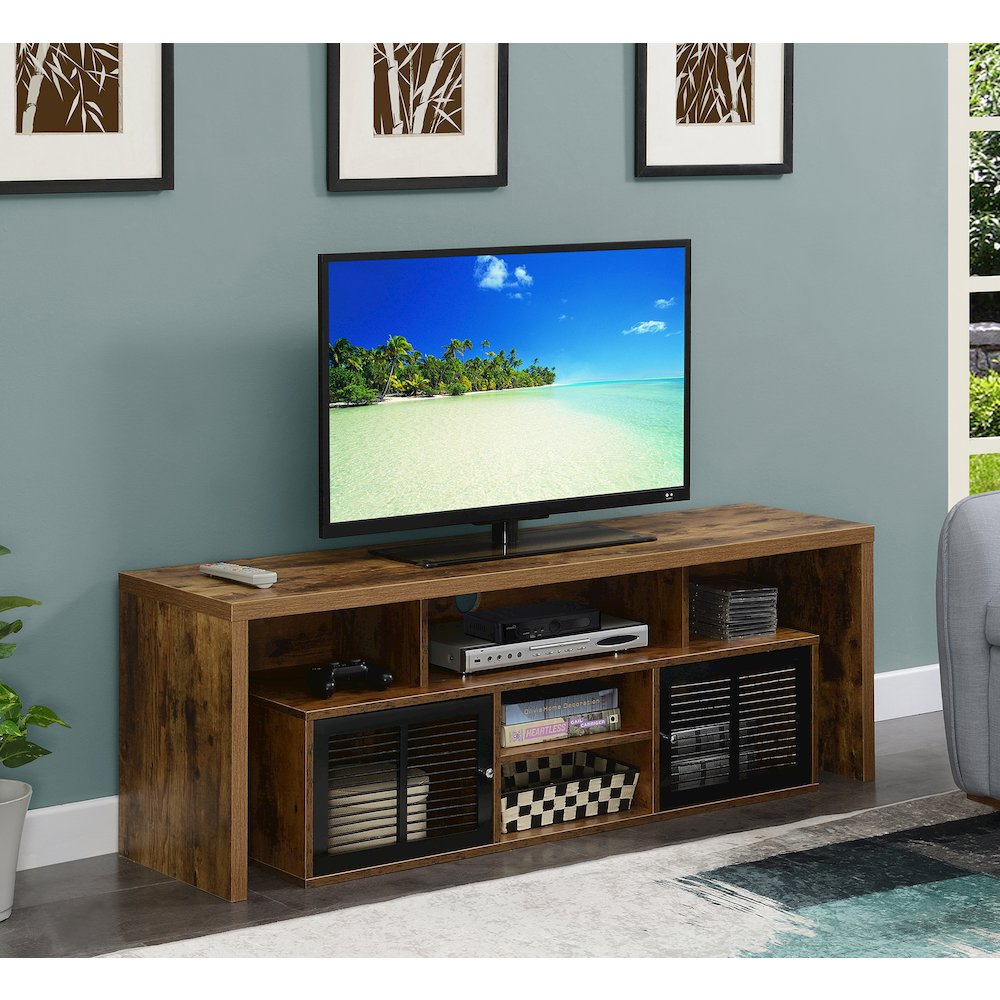 Lexington 60 inch TV Stand with Storage Cabinets and Shelves - Barnwood. Picture 2