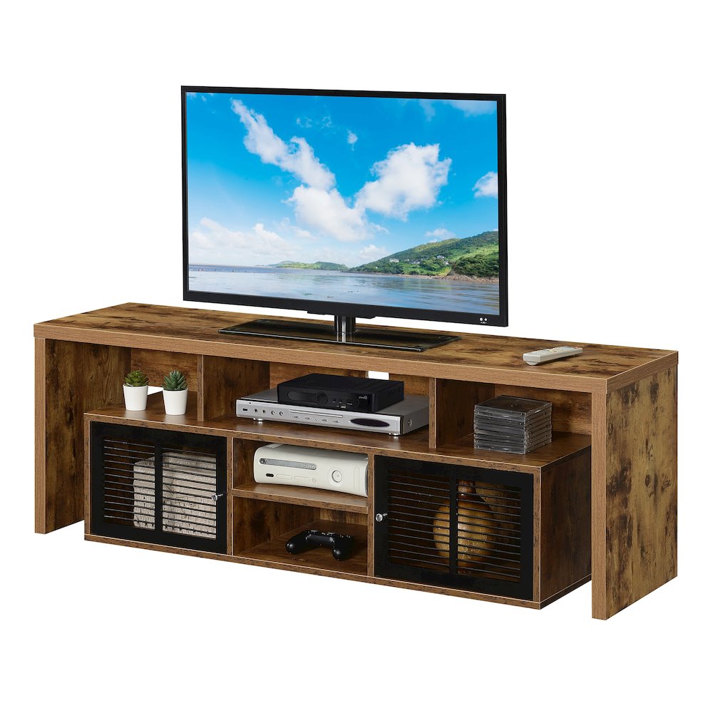 Lexington 60 inch TV Stand with Storage Cabinets and Shelves - Barnwood. Picture 3
