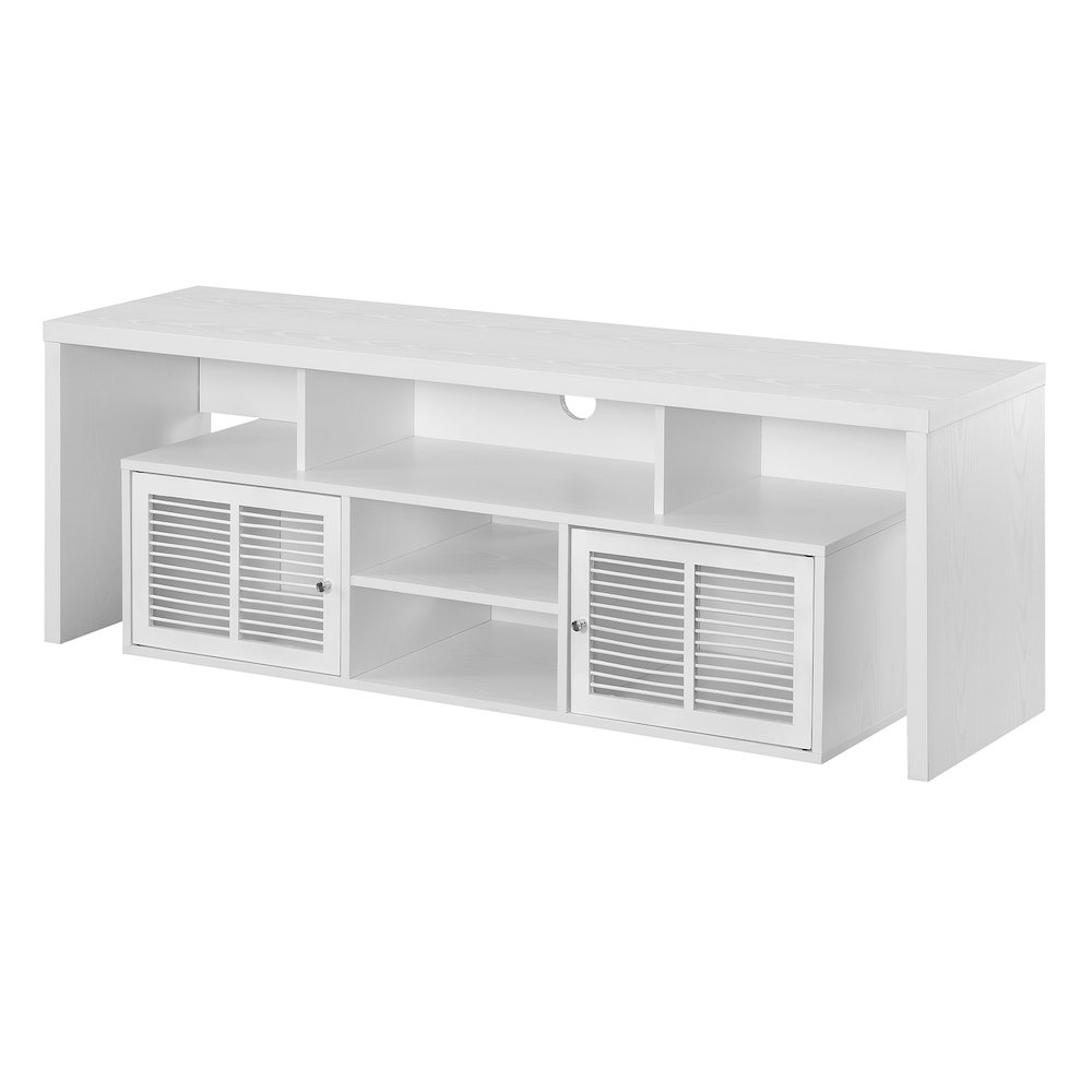 Lexington 60 inch TV Stand with Storage Cabinets and Shelves - White. Picture 1