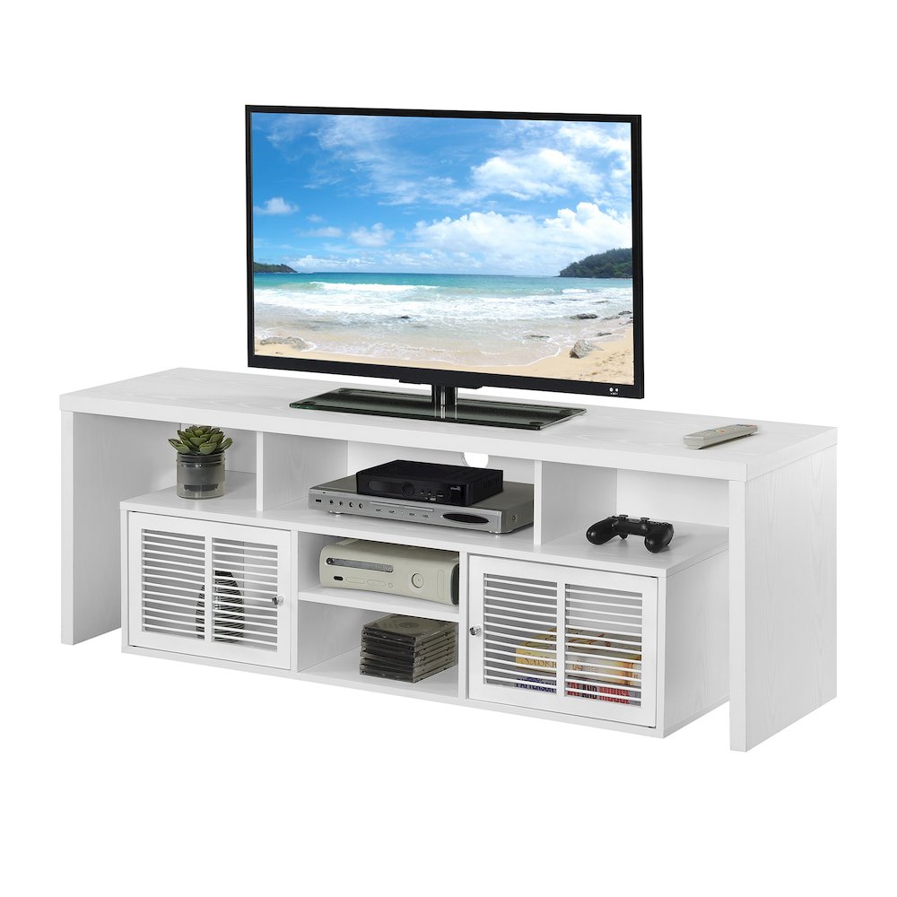 Lexington 60 inch TV Stand with Storage Cabinets and Shelves - White. Picture 3