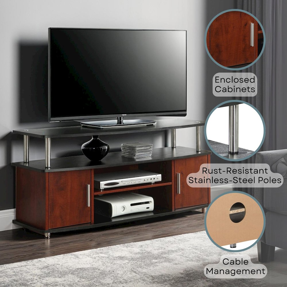 Designs2Go Monterey TV Stand with Cabinets and Shelves for TVs up to 55 Inches. Picture 4