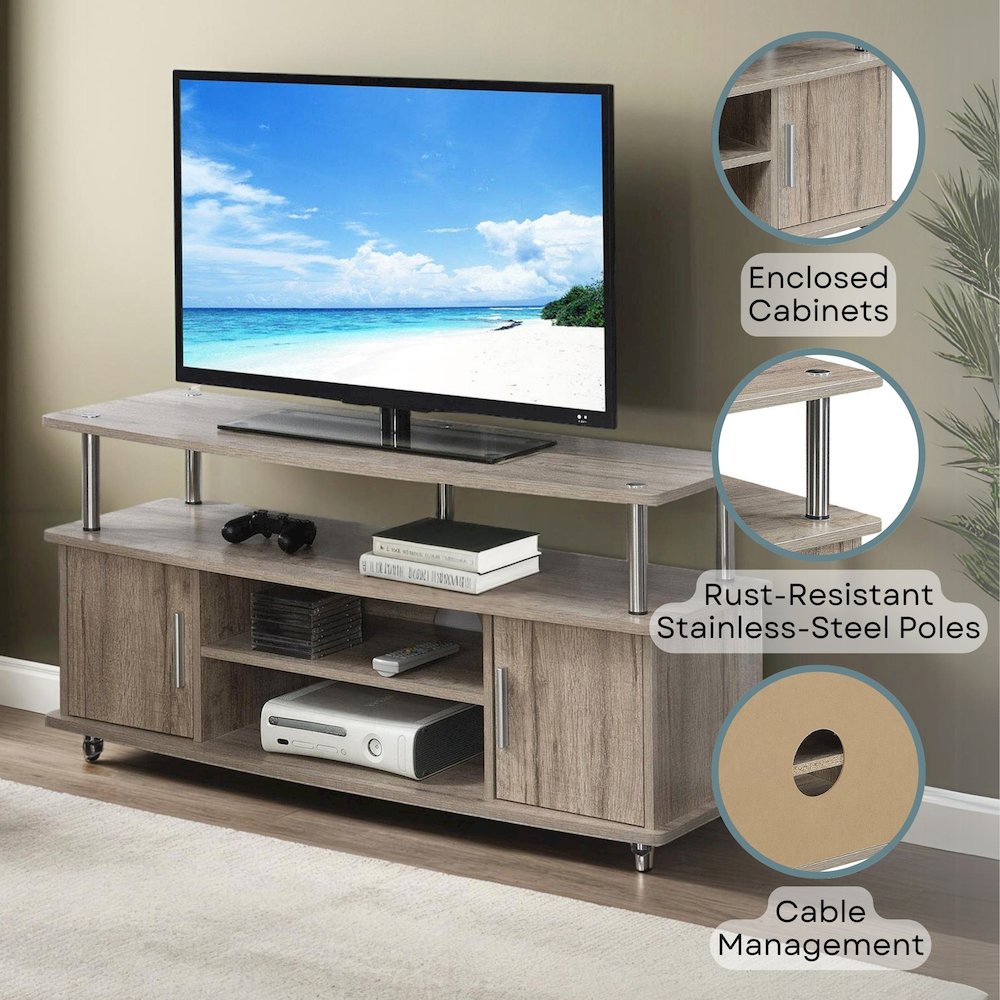 Designs2Go Monterey TV Stand with Cabinets and Shelves for TVs up to 55 Inches. Picture 4