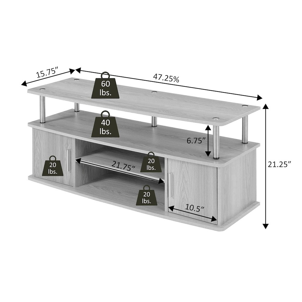 Designs2Go Monterey TV Stand with Cabinets and Shelves for TVs up to 55 Inches. Picture 5