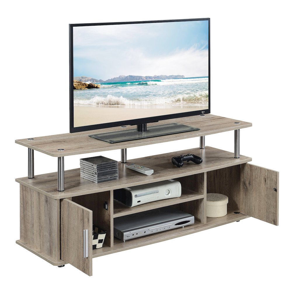 Designs2Go Monterey TV Stand with Cabinets and Shelves for TVs up to 55 Inches. Picture 2