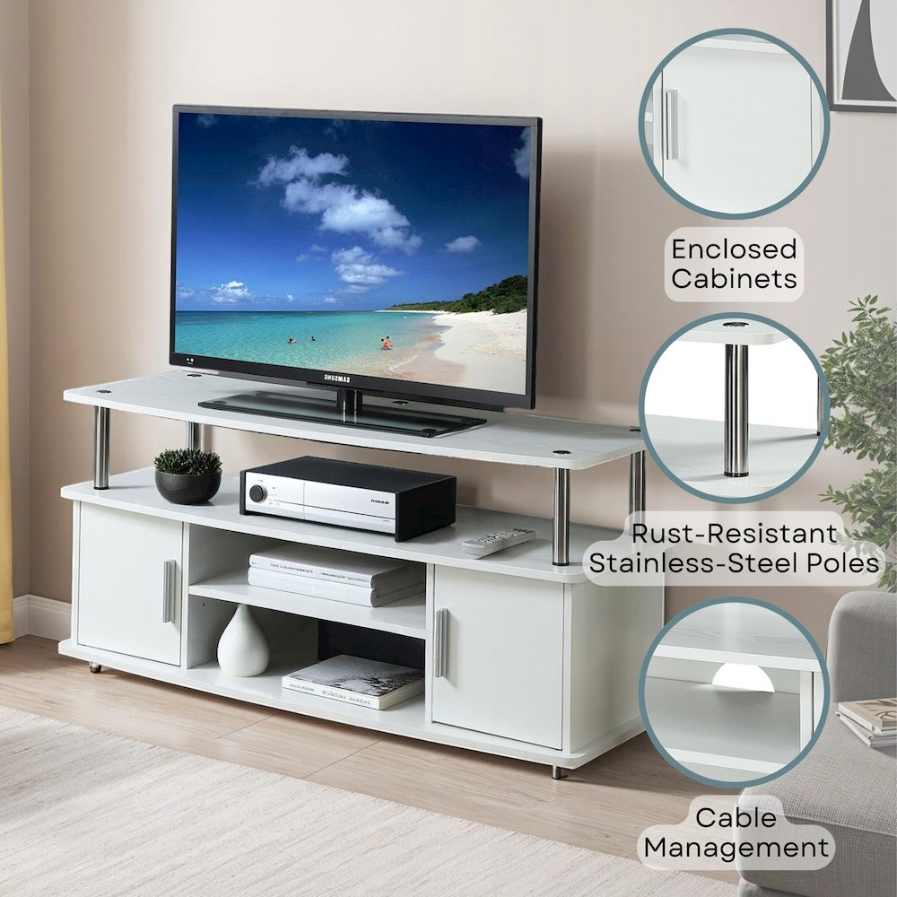 Designs2Go Monterey TV Stand with Cabinets and Shelves for TVs up to 55 Inches. Picture 4