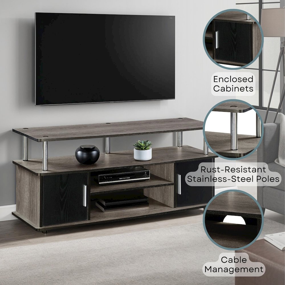 Designs2Go Monterey TV Stand with Cabinets and Shelves for TVs up to 55 Inches. Picture 4