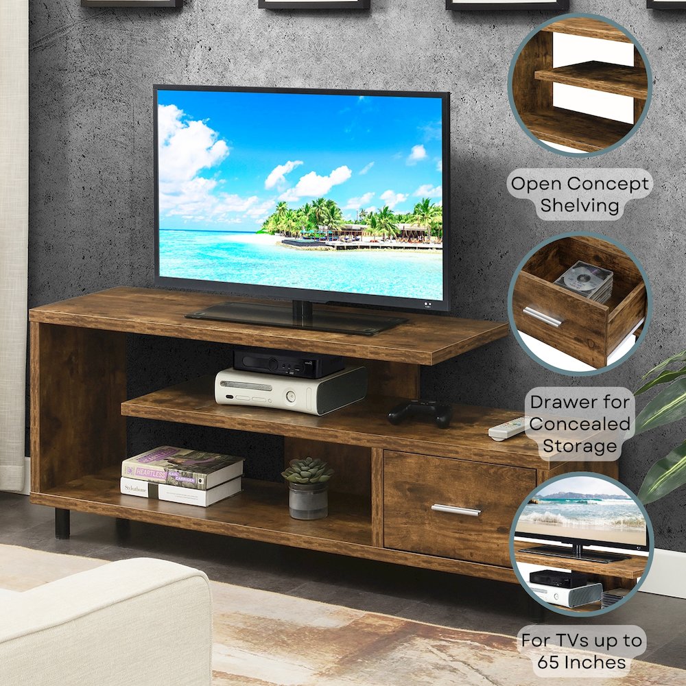 Seal II 1 Drawer TV Stand with Shelves for TVs up to 65 Inches. Picture 6