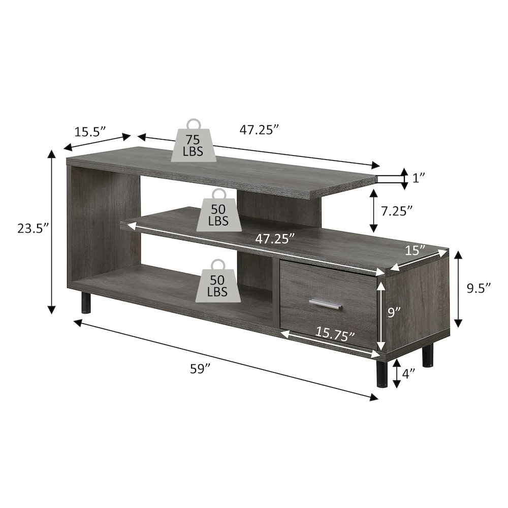 Seal II 1 Drawer TV Stand with Shelves for TVs up to 65 Inches. Picture 7