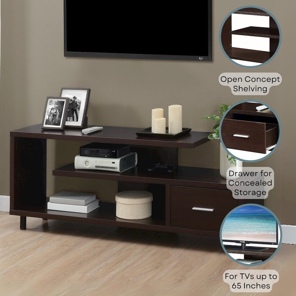 Seal II 1 Drawer TV Stand with Shelves for TVs up to 65 Inches. Picture 4