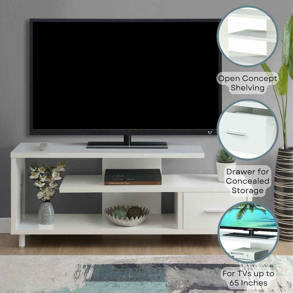 Seal II 1 Drawer TV Stand with Shelves for TVs up to 65 Inches. Picture 4
