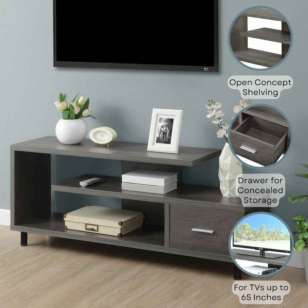Seal II 1 Drawer TV Stand with Shelves for TVs up to 65 Inches. Picture 4