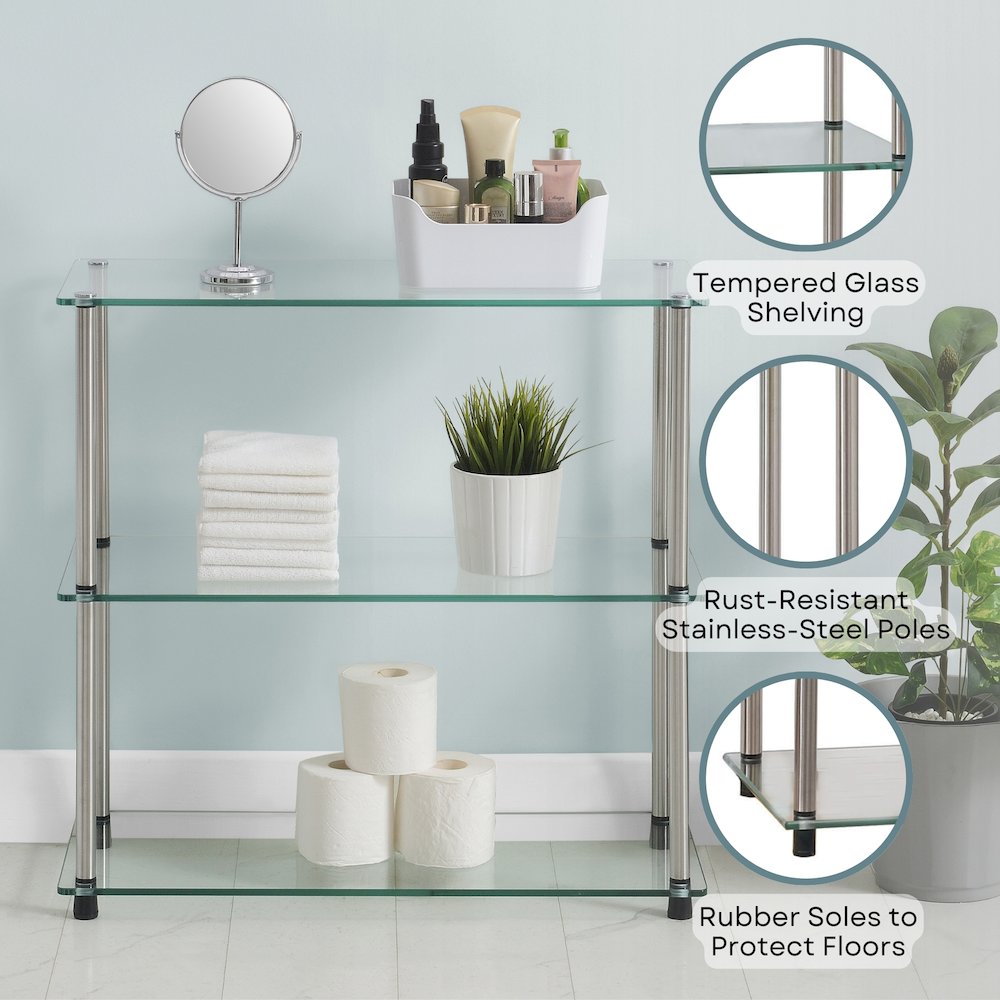 Designs2Go Classic Glass 3 Tier Bookshelf. Picture 4