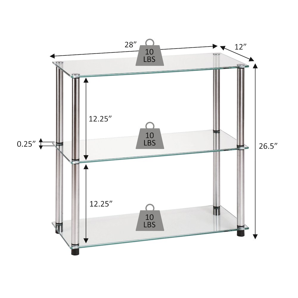 Designs2Go Classic Glass 3 Tier Bookshelf. Picture 5
