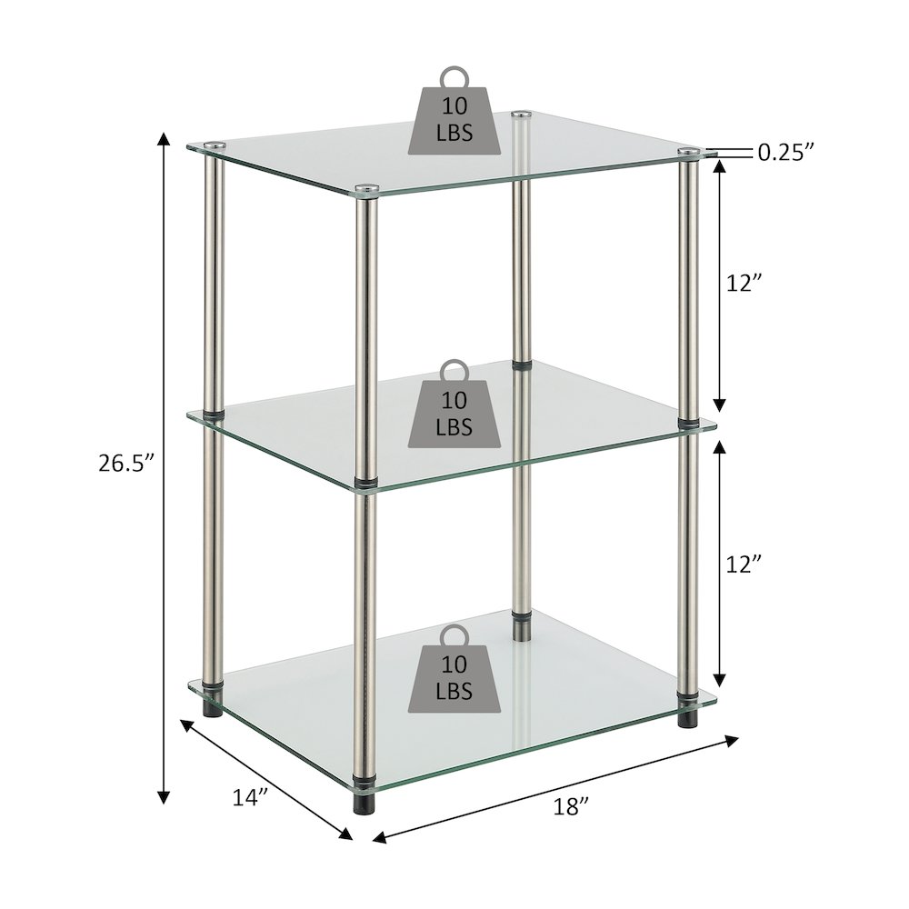 Designs2Go Classic Glass 3 Tier Lamp / End Table. Picture 5
