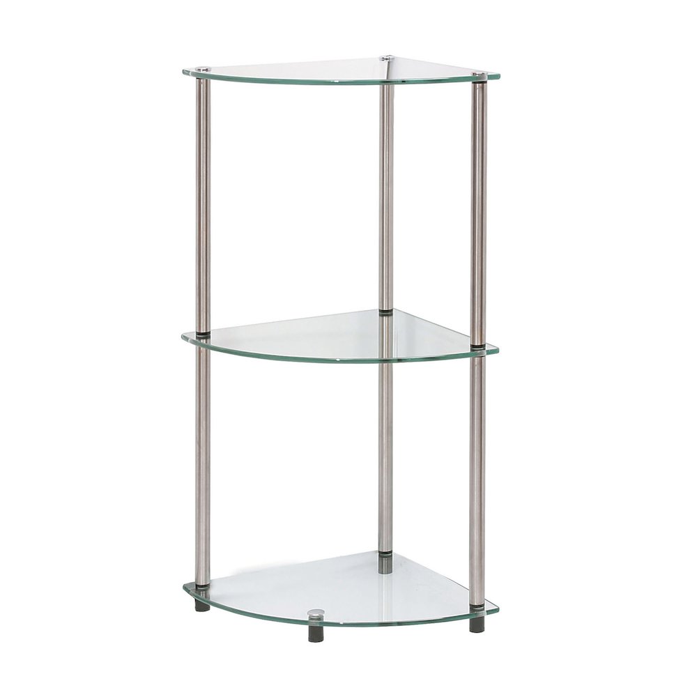 Designs2Go Classic Glass 3 Tier Corner Shelf. Picture 1
