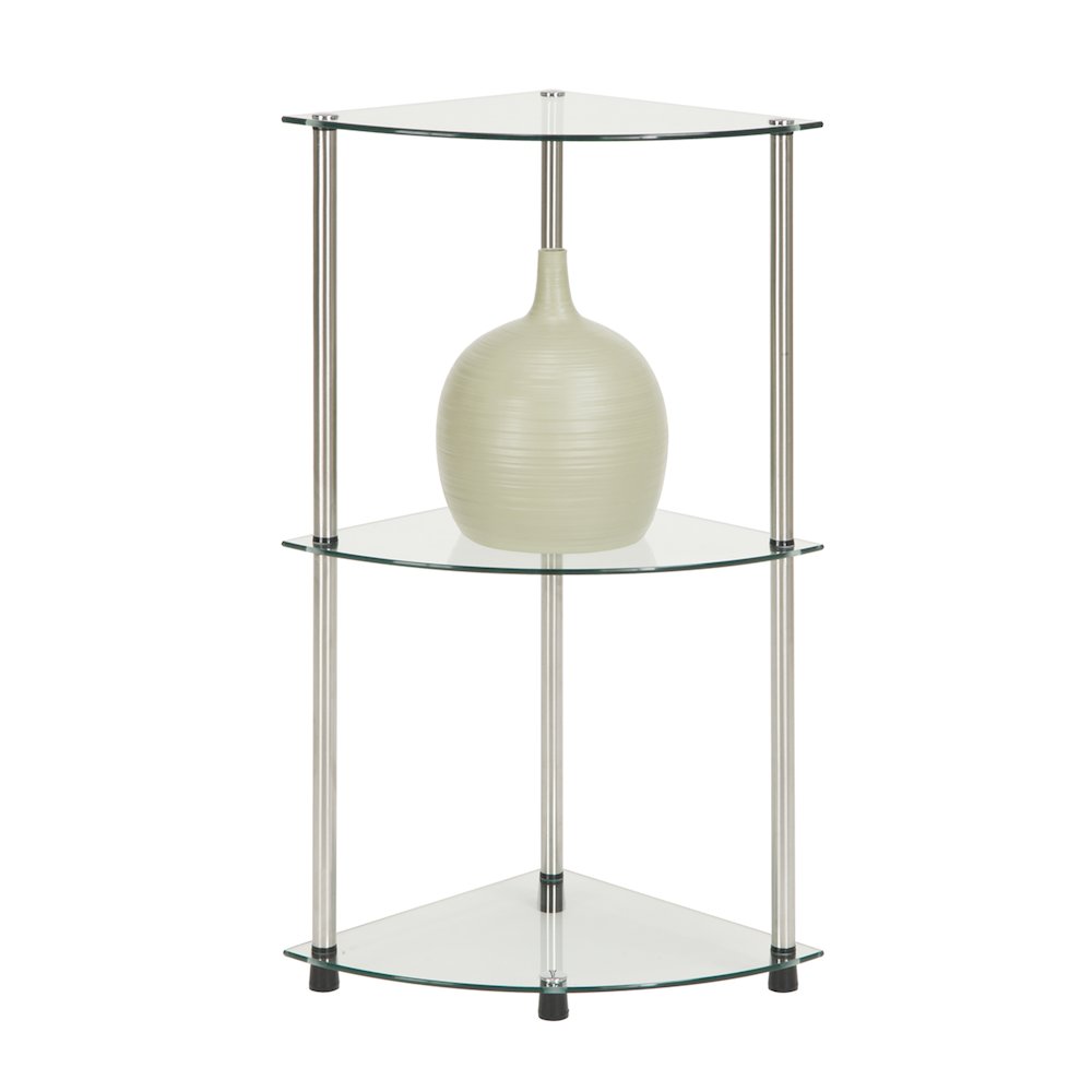 Designs2Go Classic Glass 3 Tier Corner Shelf. Picture 2