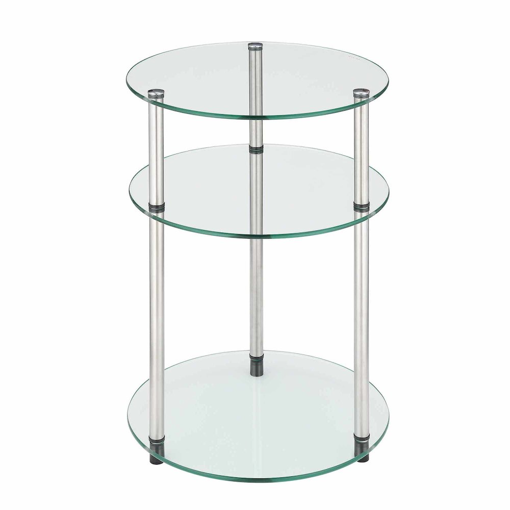 Designs2Go Classic Glass 3 Tier Round Table. Picture 1