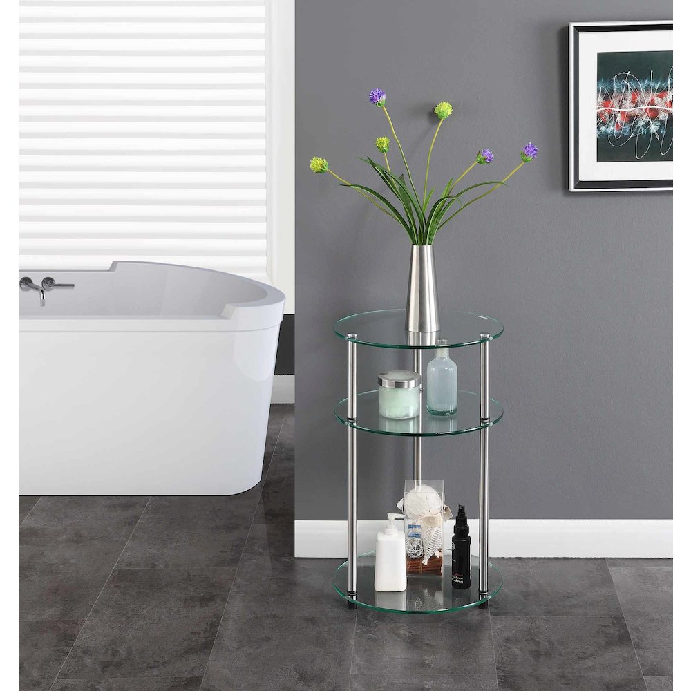 Designs2Go Classic Glass 3 Tier Round Table. Picture 4
