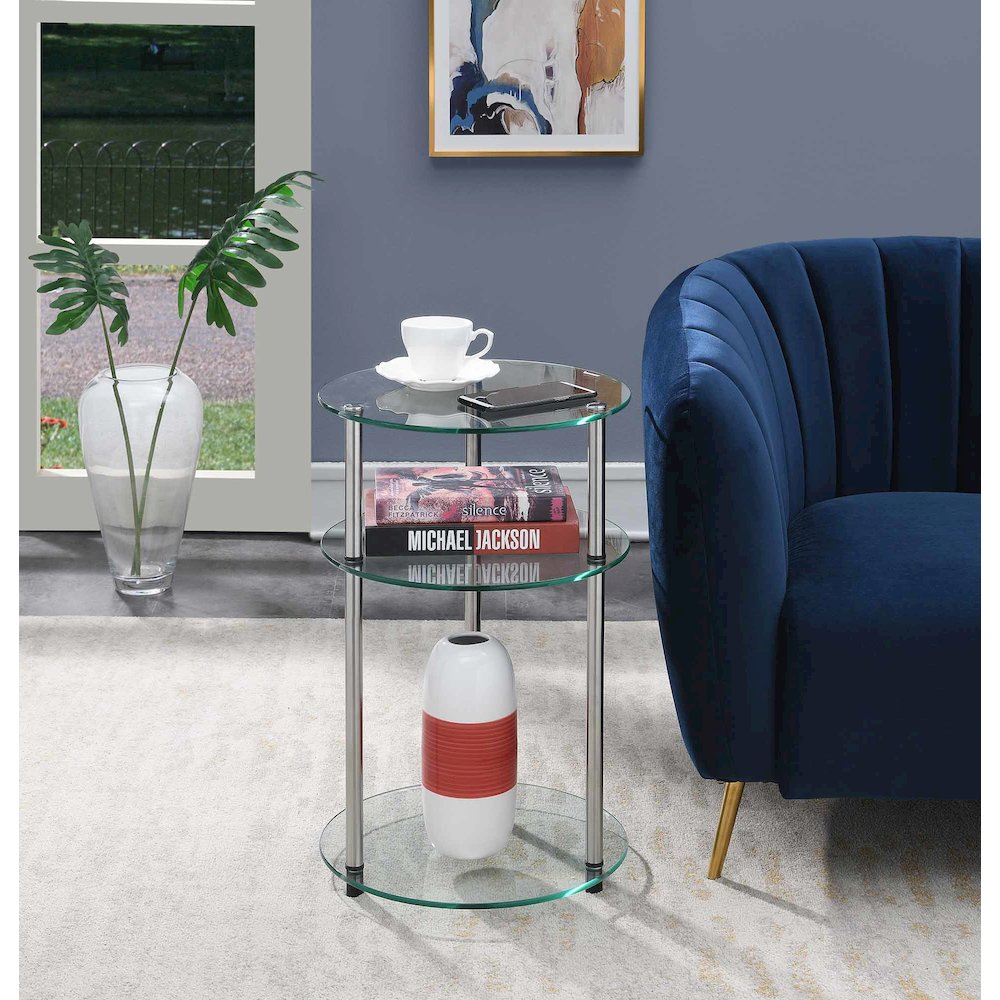 Designs2Go Classic Glass 3 Tier Round Table. Picture 2