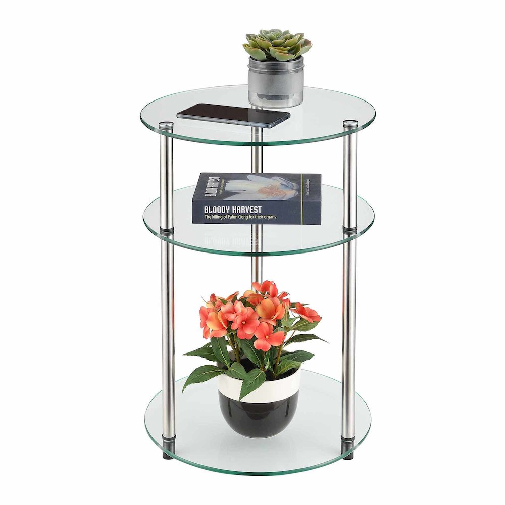 Designs2Go Classic Glass 3 Tier Round Table. Picture 3