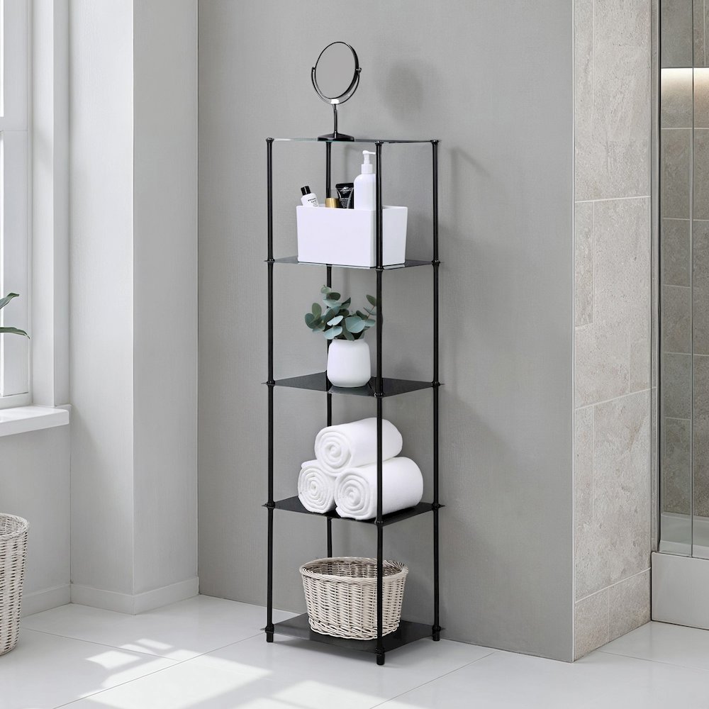 Designs2Go Classic Glass 5 Tier Tower, Black Glass. Picture 2
