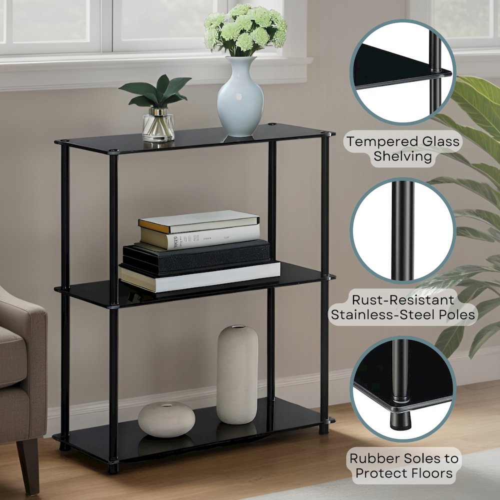 Designs2Go Classic Glass 3 Tier Bookshelf. Picture 4