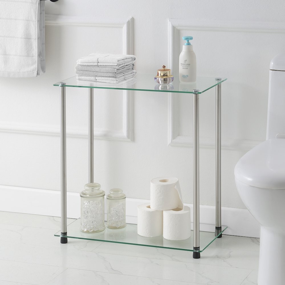 Designs2Go Classic Glass 2 Tier Chairside End Table. Picture 5