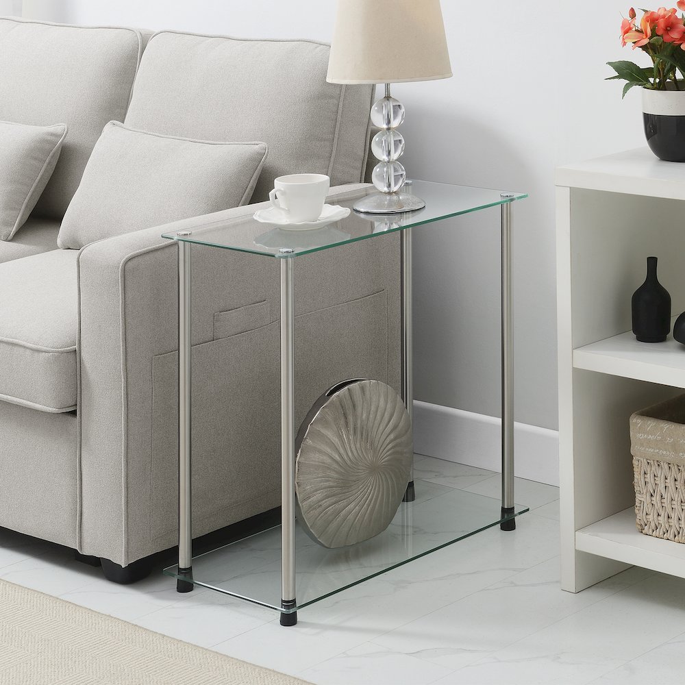 Designs2Go Classic Glass 2 Tier Chairside End Table. Picture 6