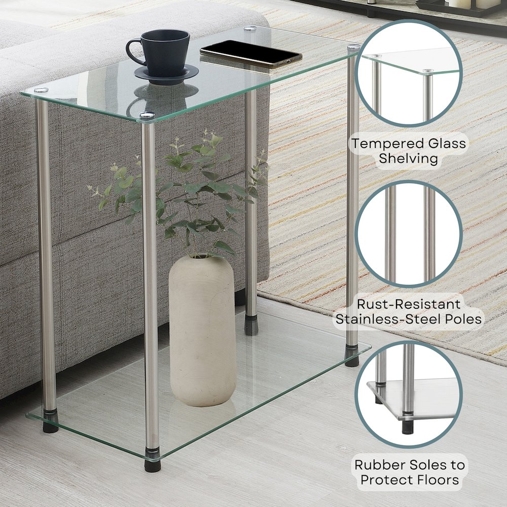 Designs2Go Classic Glass 2 Tier Chairside End Table. Picture 4