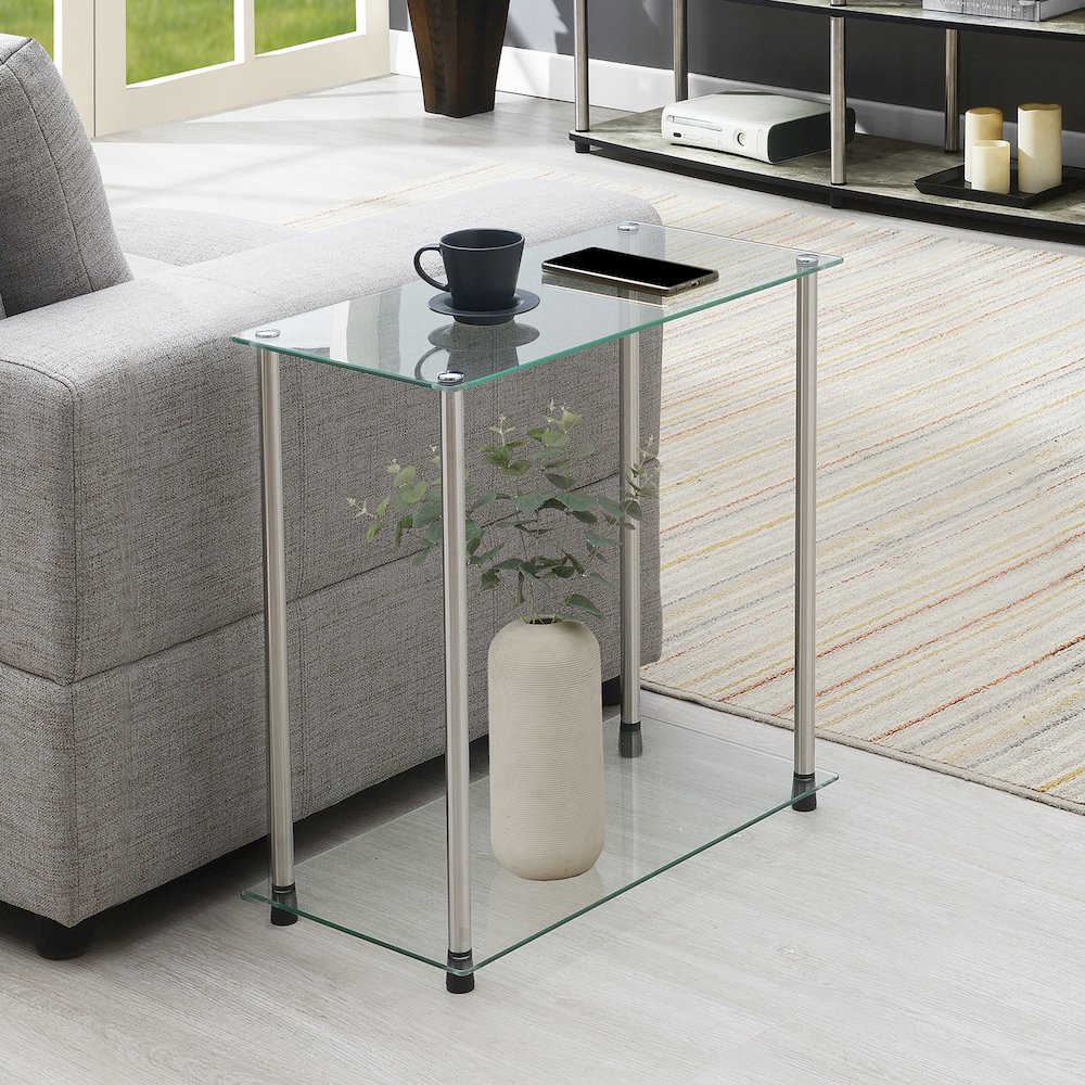 Designs2Go Classic Glass 2 Tier Chairside End Table. Picture 2