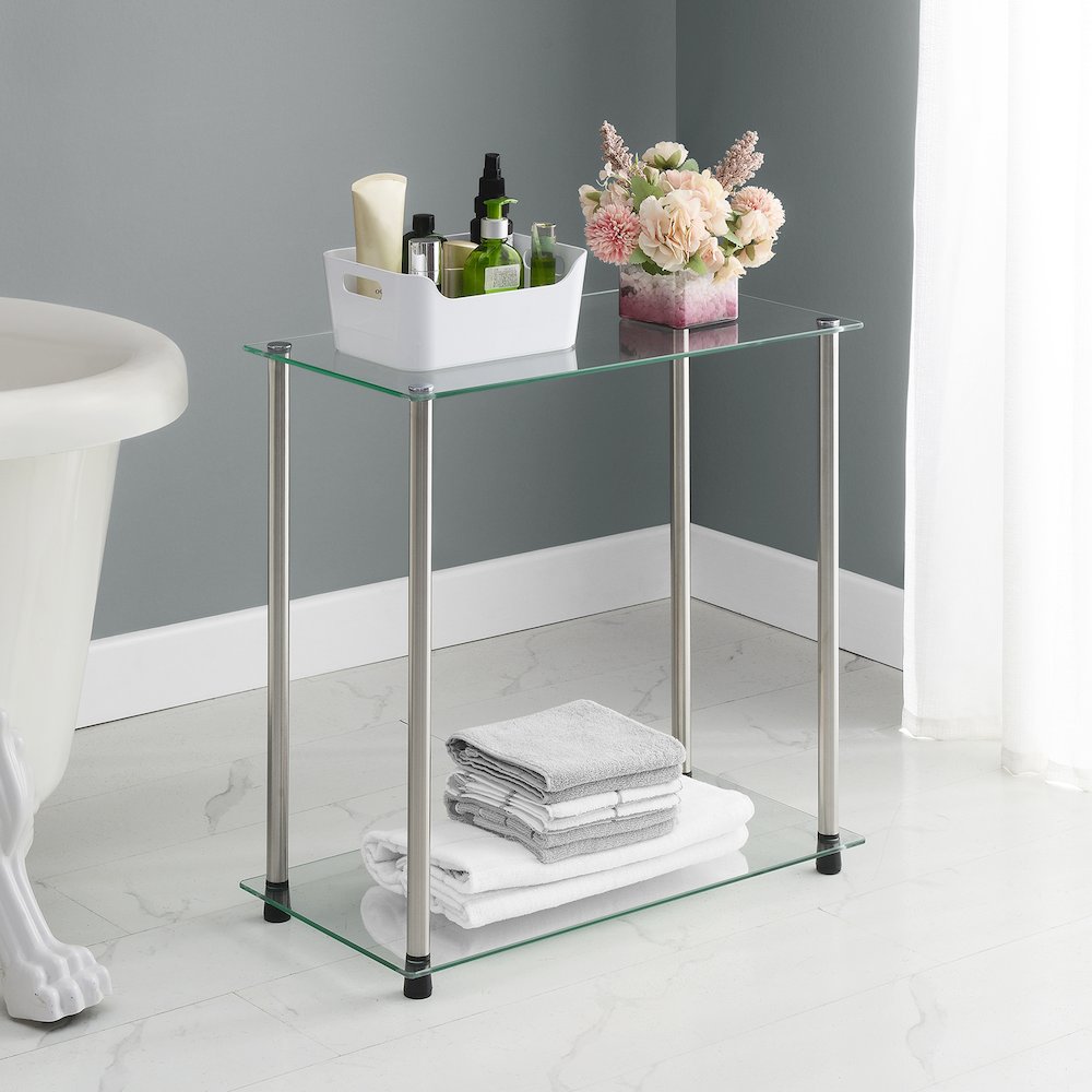 Designs2Go Classic Glass 2 Tier Chairside End Table. Picture 8
