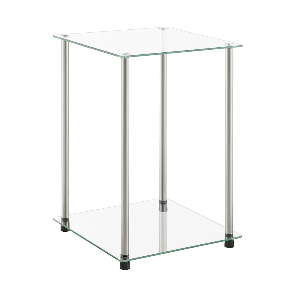 Designs2Go Classic Glass 2 Tier Square End Table. Picture 1