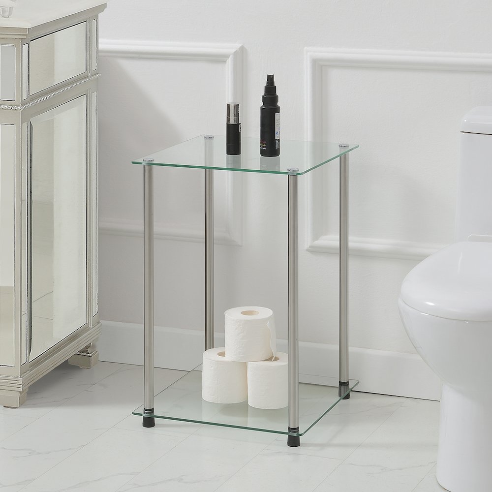 Designs2Go Classic Glass 2 Tier Square End Table. Picture 5