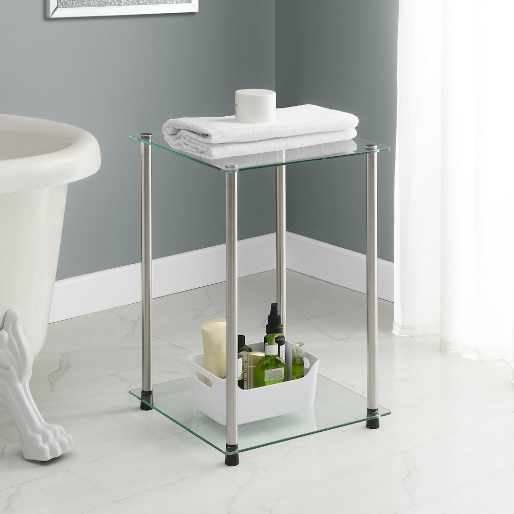 Designs2Go Classic Glass 2 Tier Square End Table. Picture 6