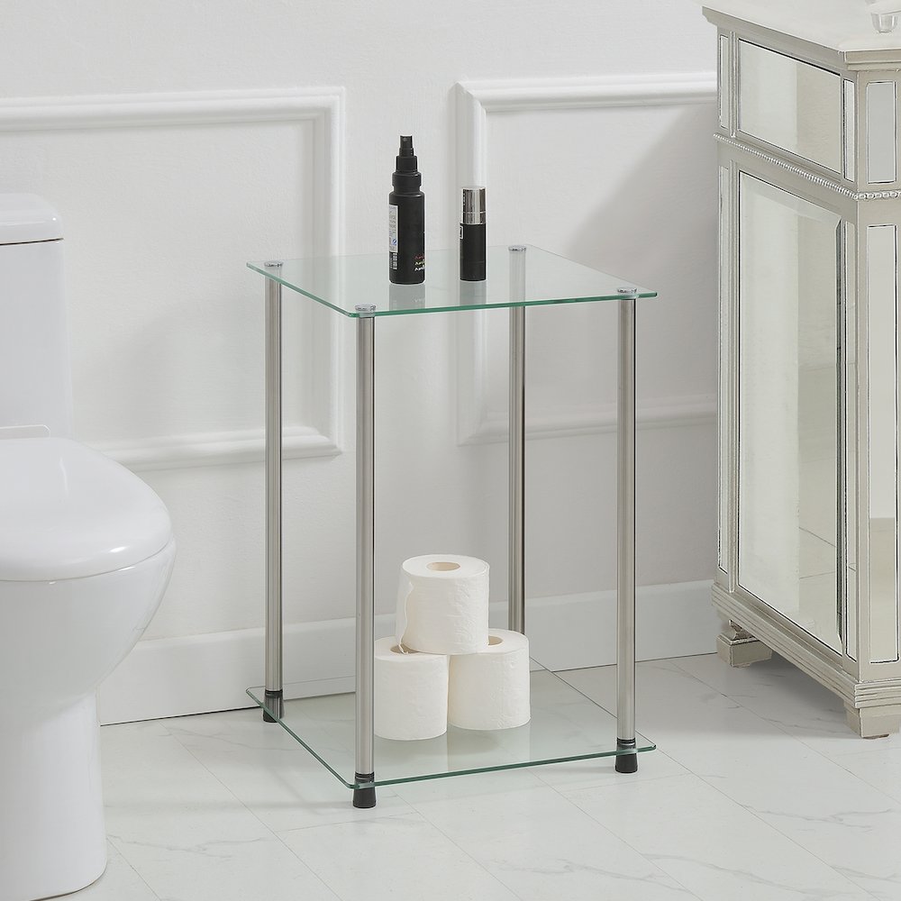 Designs2Go Classic Glass 2 Tier Square End Table. Picture 2